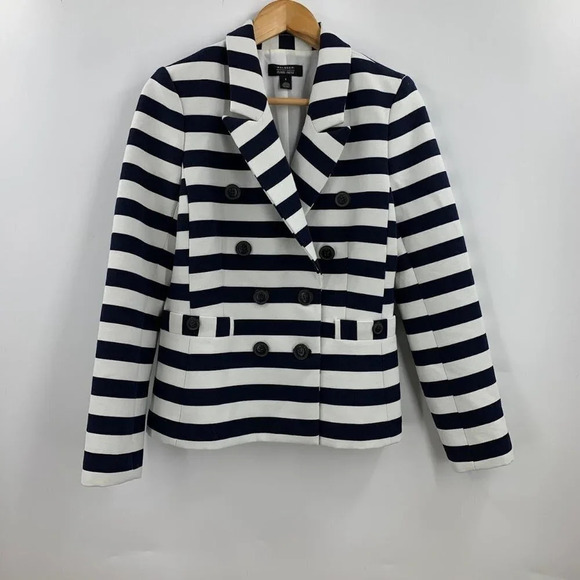 Halogen Atlantic-Pacific Women's 8 Button Classic Stripe Blazer Size 8 - Picture 1 of 11
